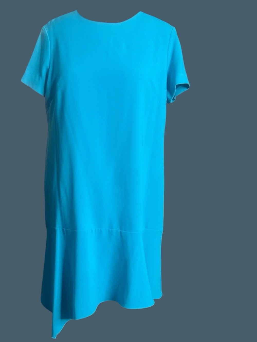 Ellen Tracy Turquoise Asymmetrical Ruffle Hem Dress
